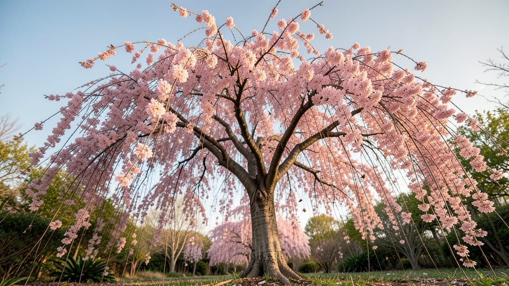 Weeping Higan Cherry with Spring Flowers