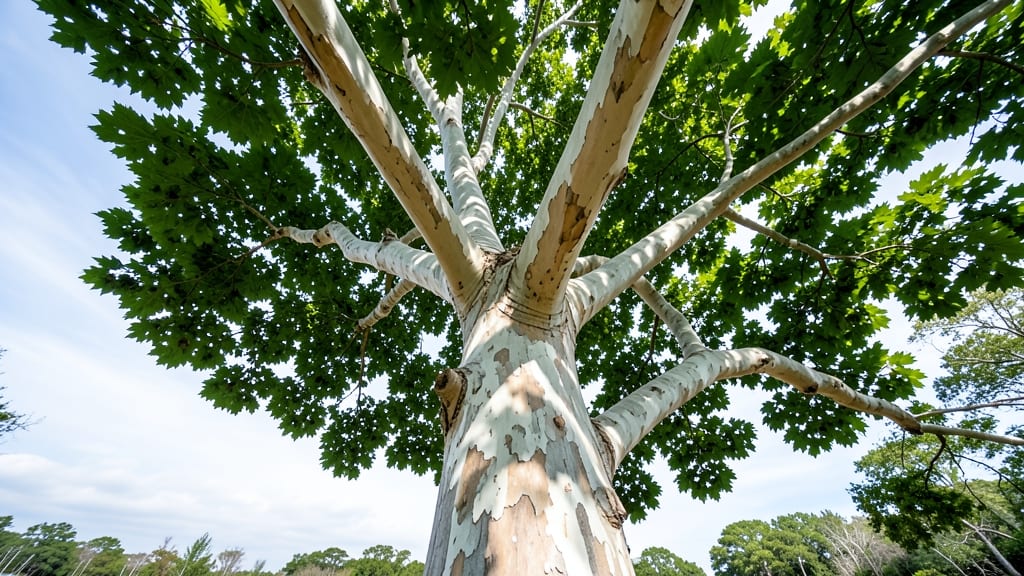 California Sycamore with Snowy Bark