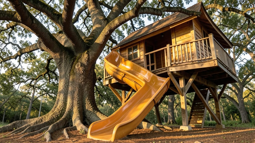 Treehouse with a Slide to the Ground