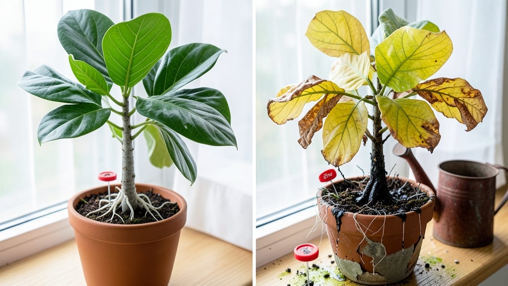 What Does an Overwatered Ficus Tree Look Like?: Drooping Leaves and Yellowing Stems