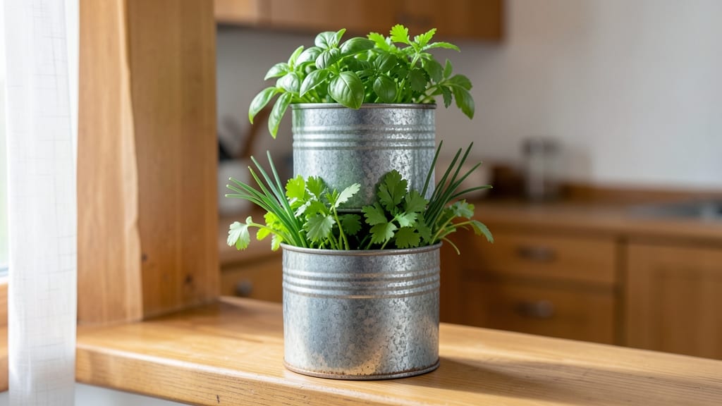 Upcycled Tin Can Herb Garden