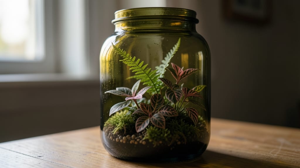 Colored Glass Jar Terrariums