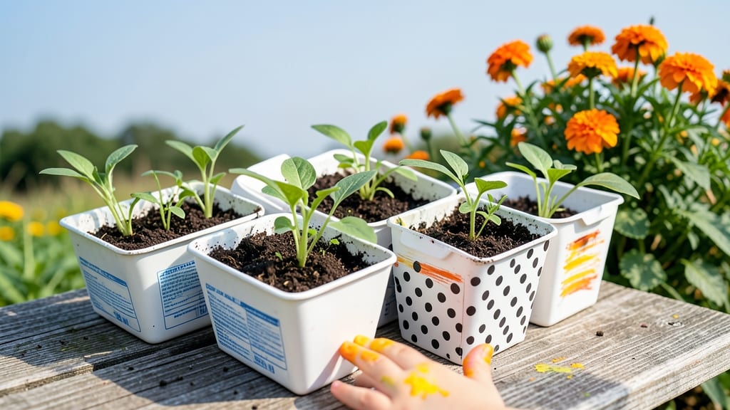 Painted Milk Carton Planters